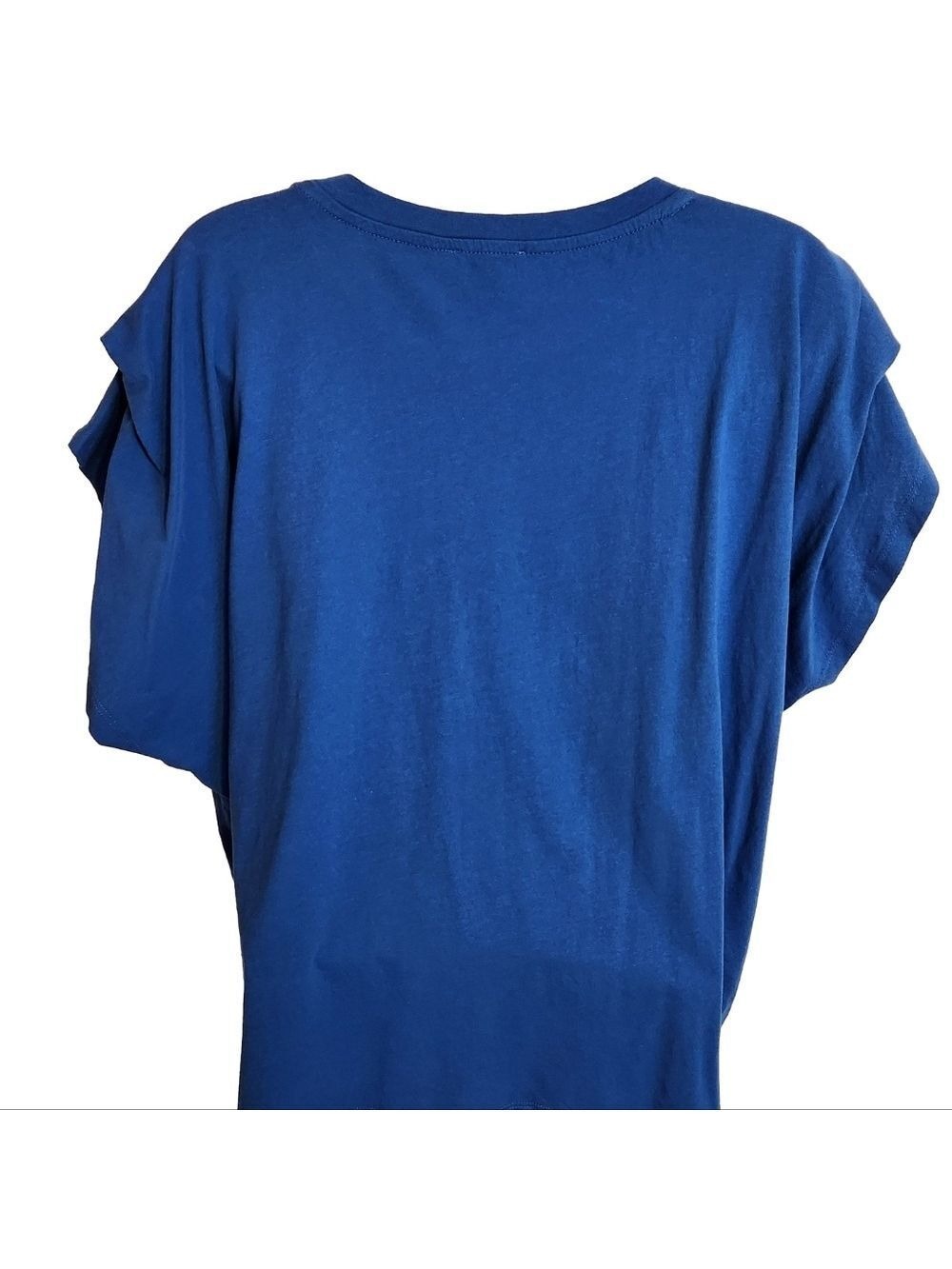 Bar III Pleated Sleeve Structured T-Shirt Batwing Blouse Top Bright Blue Large - Picture 5 of 9